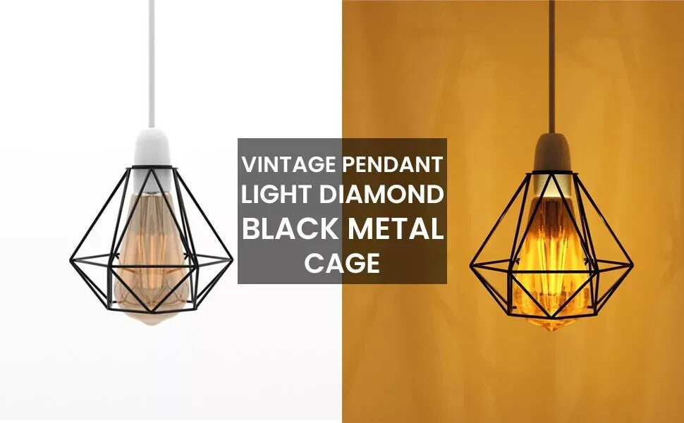 Geometric Diamond Cage Lamp Shade – Black, Easy Fit - photo 5