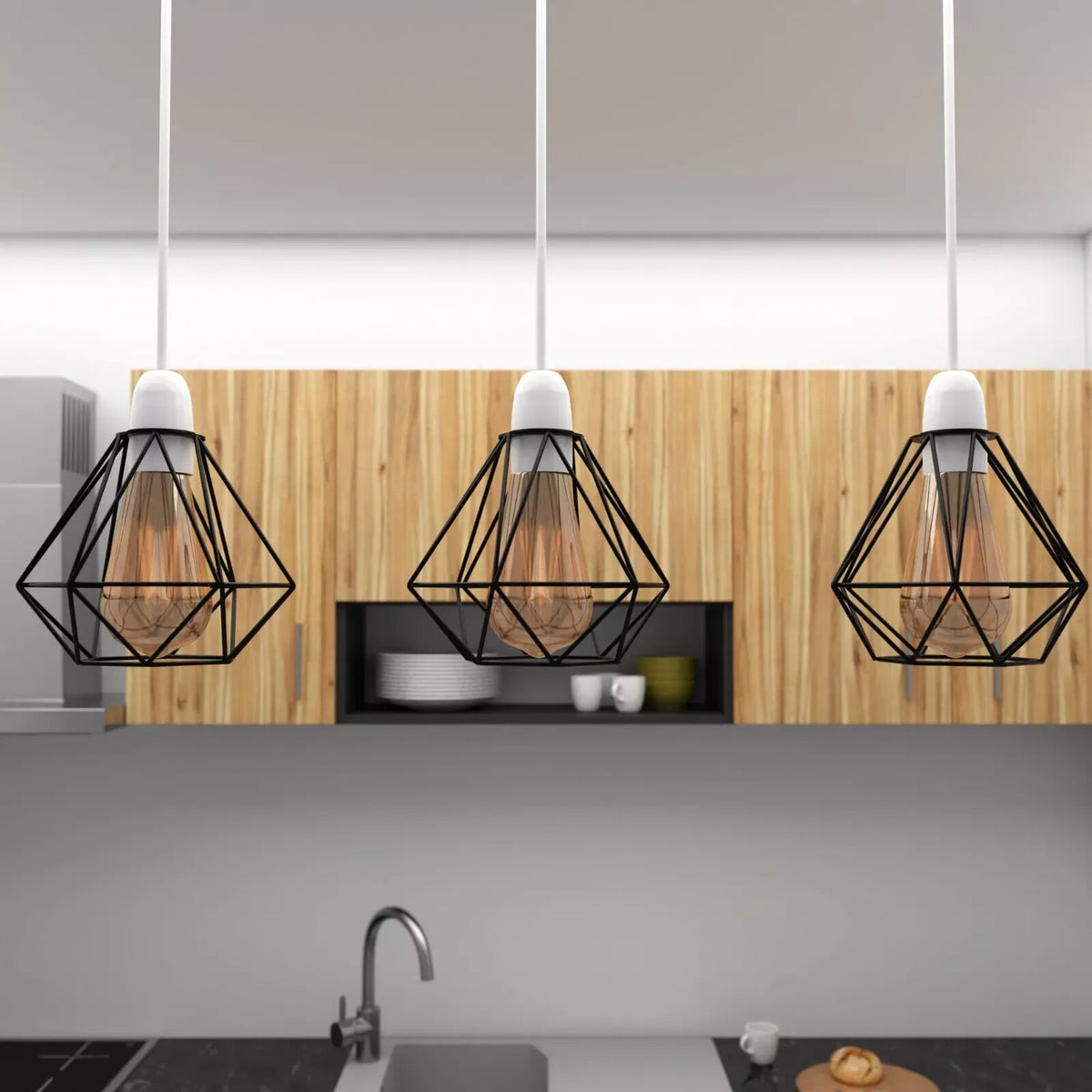 Geometric Diamond Cage Lamp Shade – Black, Easy Fit - photo 6