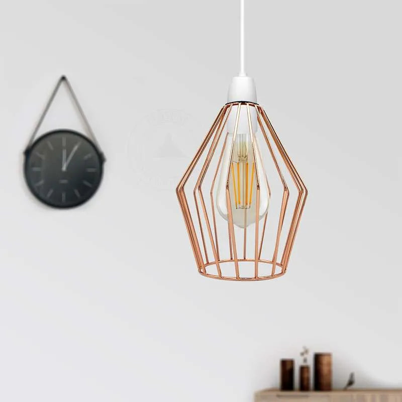 Faceted Wire Cage Lamp Shade 19 cm – Black, Chrome or Rose Gold - photo 2