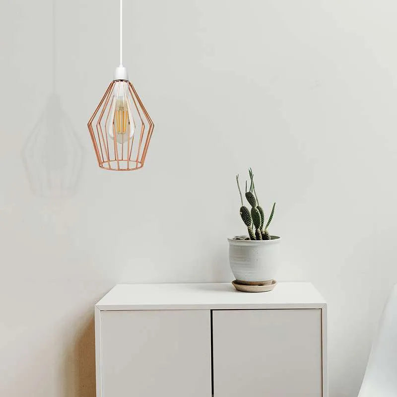 Faceted Wire Cage Lamp Shade 19 cm – Black, Chrome or Rose Gold - photo 4