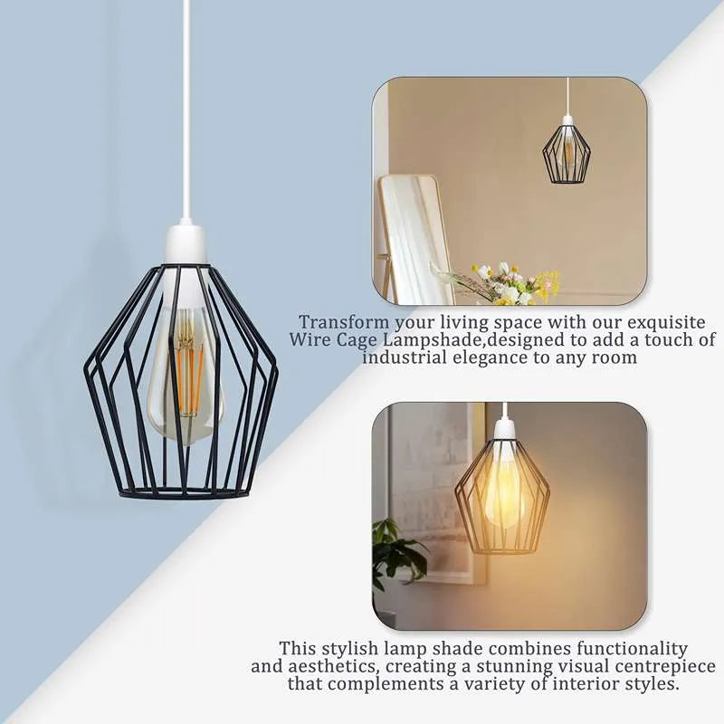 Faceted Wire Cage Lamp Shade 19 cm – Black, Chrome or Rose Gold - photo 7