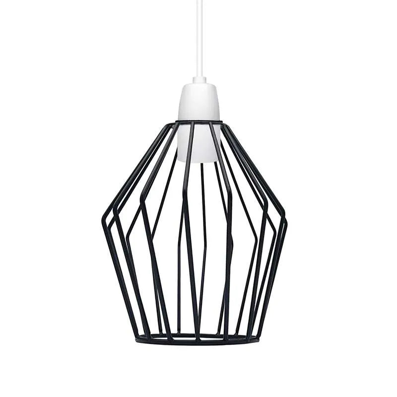 Faceted Wire Cage Lamp Shade 19 cm – Black, Chrome or Rose Gold - Black, Shade Only, Single