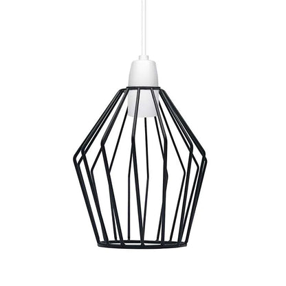 Faceted Wire Cage Lamp Shade 19 cm – Black, Chrome or Rose Gold - Black, Shade Only, Single