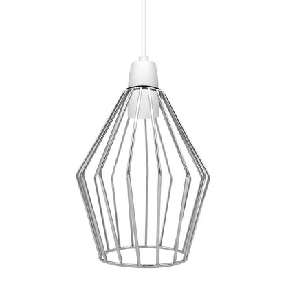 Faceted Wire Cage Lamp Shade 19 cm – Black, Chrome or Rose Gold - Chrome, Shade Only, Single