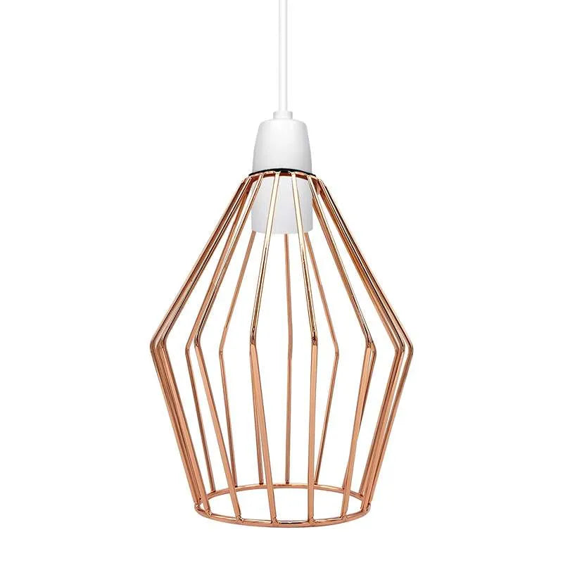 Faceted Wire Cage Lamp Shade 19 cm – Black, Chrome or Rose Gold - Rose Gold, Shade Only, Single