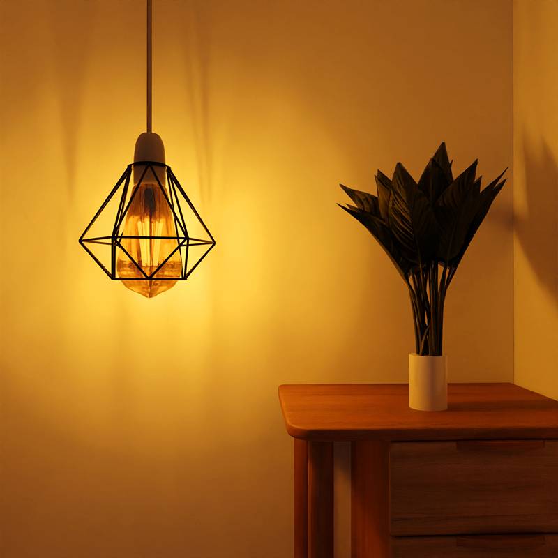 Geometric Diamond Cage Lamp Shade – Black, Easy Fit - Single, with Reducer Ring, Black