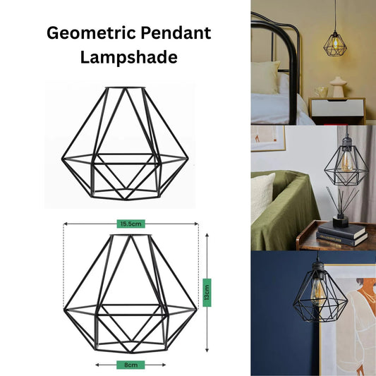 Geometric Diamond Cage Lamp Shade – Black, Easy Fit