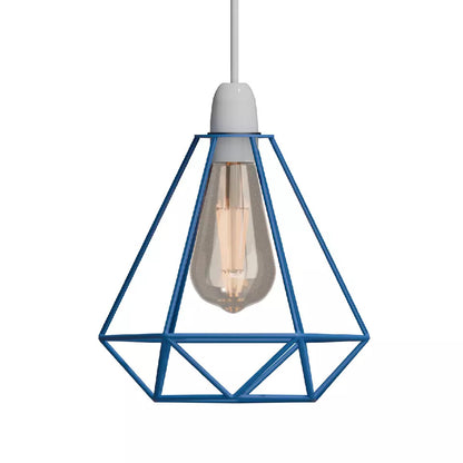 Diamond Wire Cage Lamp Shade – 8 Colours, Easy Fit - Blue, Standard, Single