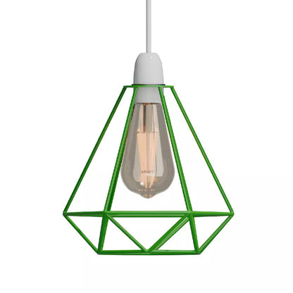 Diamond Wire Cage Lamp Shade – 8 Colours, Easy Fit - Green, Standard, Single