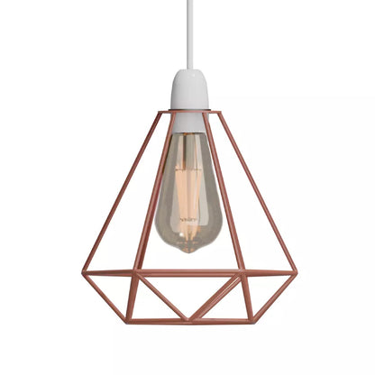 Diamond Wire Cage Lamp Shade – 8 Colours, Easy Fit - Rose Gold, Standard, Single
