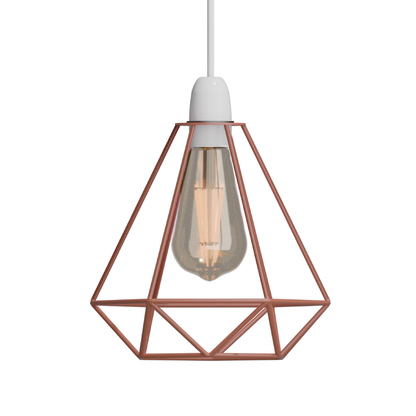 Diamond Wire Cage Lamp Shade – 8 Colours, Easy Fit - Rose Gold, with Reducer Ring, Single