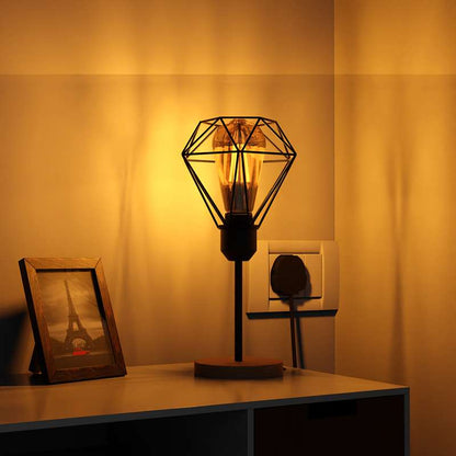 Diamond Cage Table Lamp with Wooden Base E27 - photo 5