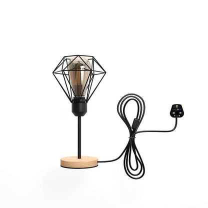 Diamond Cage Table Lamp with Wooden Base E27 - photo 6