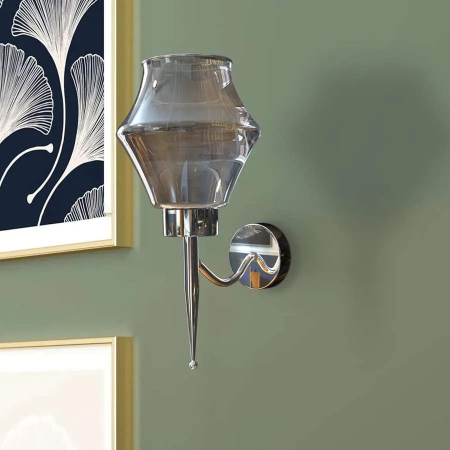 Diamond Smoked Glass Wall Light – Chrome, E27 - photo 2
