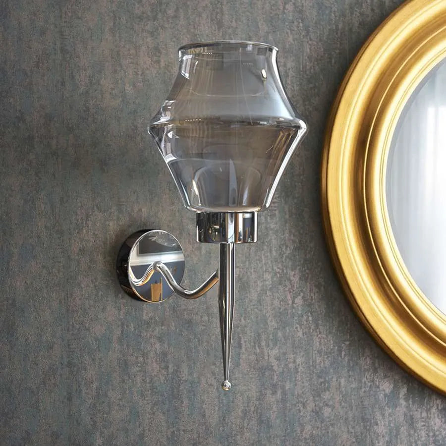 Diamond Smoked Glass Wall Light – Chrome, E27 - photo 3
