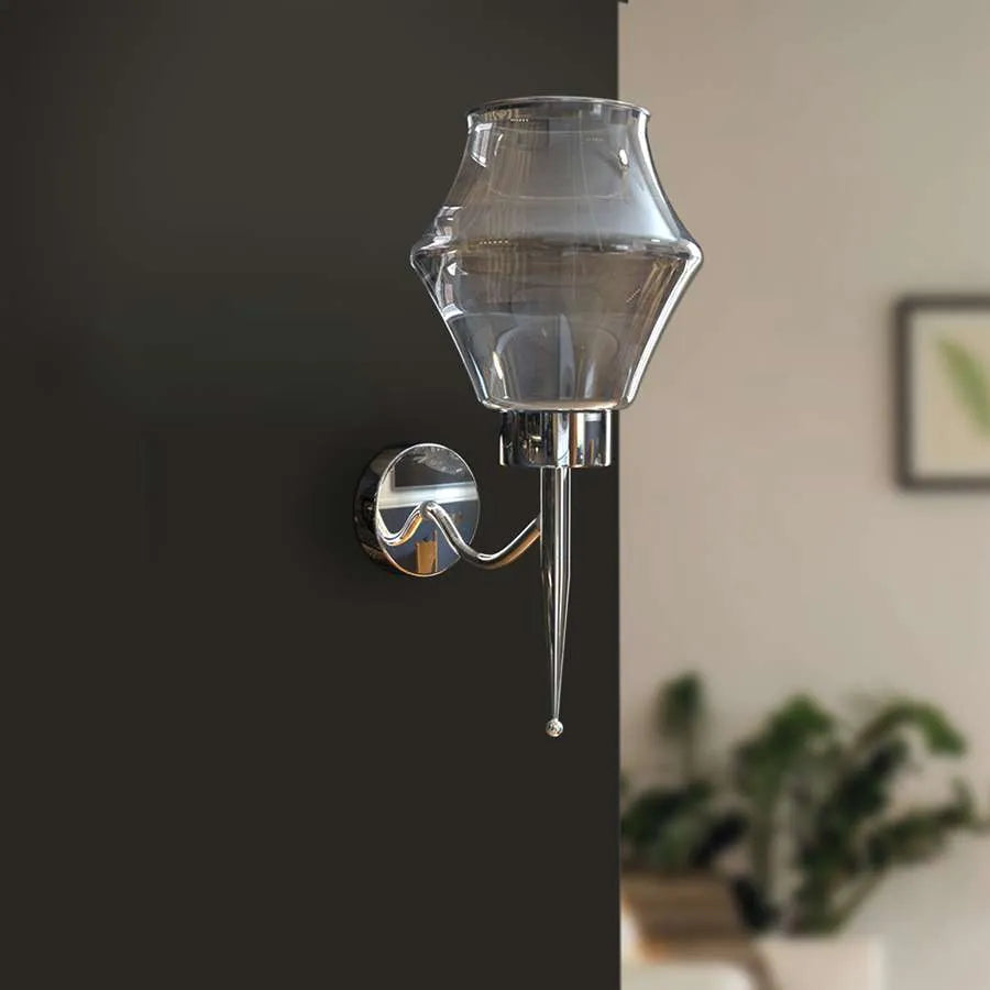 Diamond Smoked Glass Wall Light – Chrome, E27 - photo 4