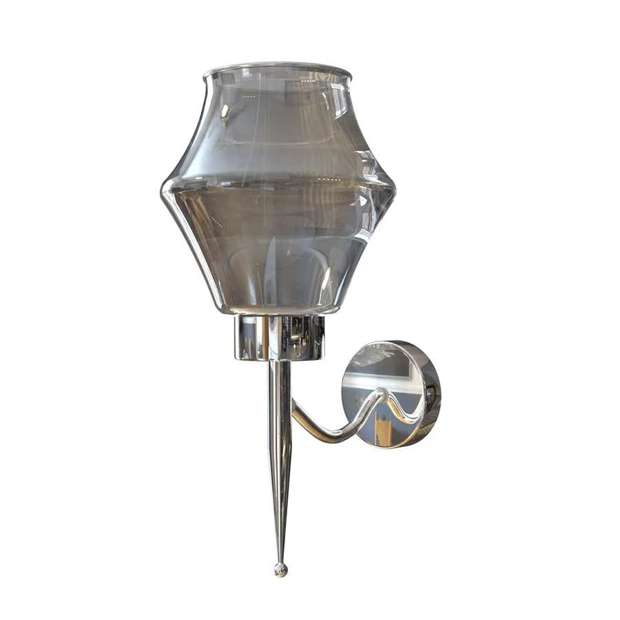 Diamond Smoked Glass Wall Light – Chrome, E27 - Without Bulb, Chrome, No Shade