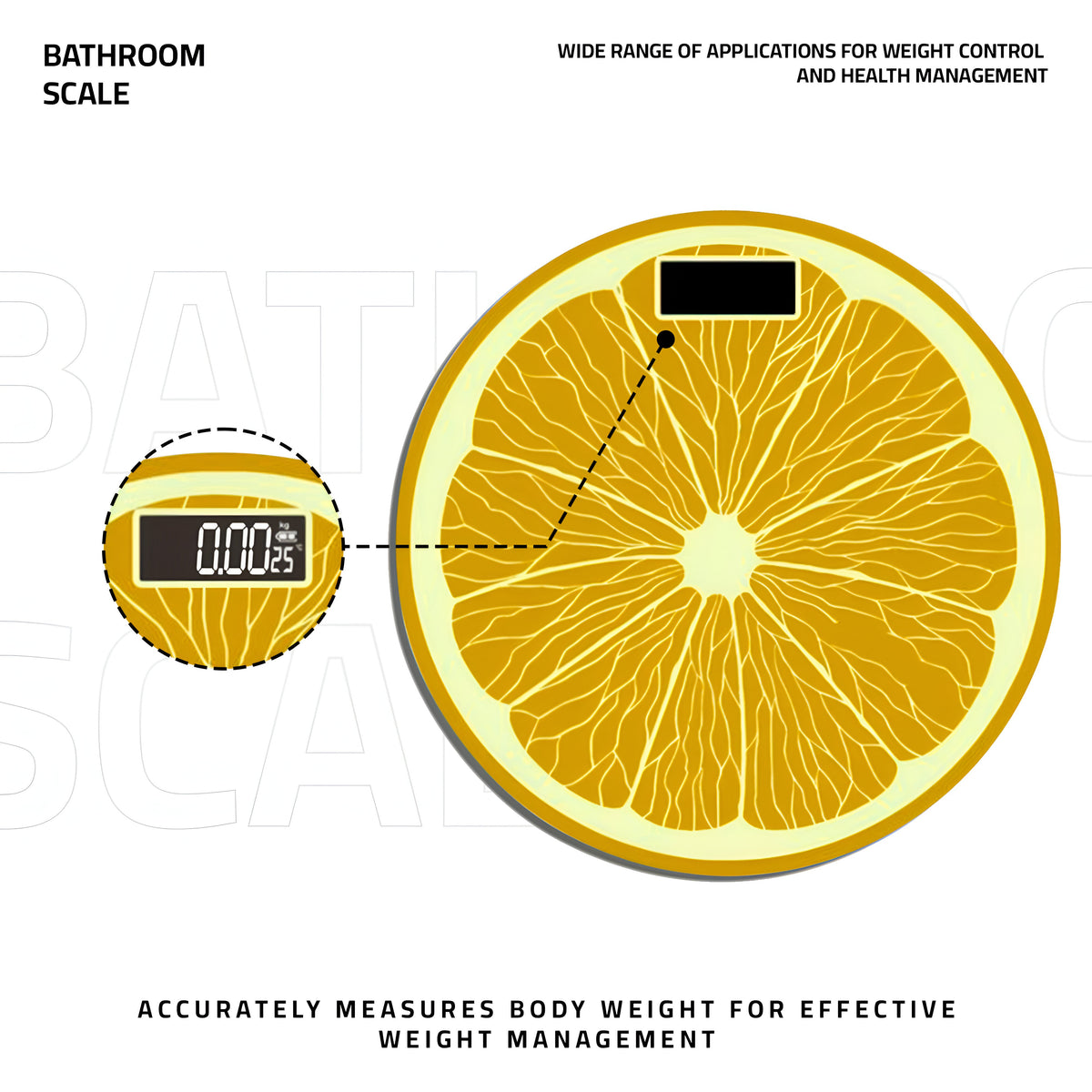 Citrus Slice Digital Bathroom Scale – Lemon or Orange, Assorted, 180 kg - photo 5