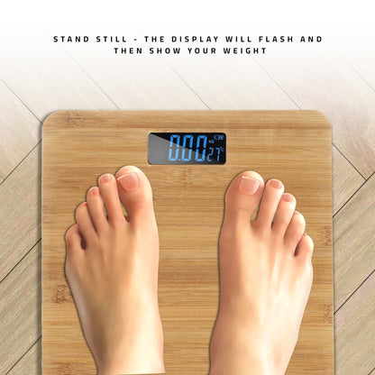 Bamboo Digital Bathroom Scale – 30 x 30 cm, 180 kg, LCD Display - photo 4