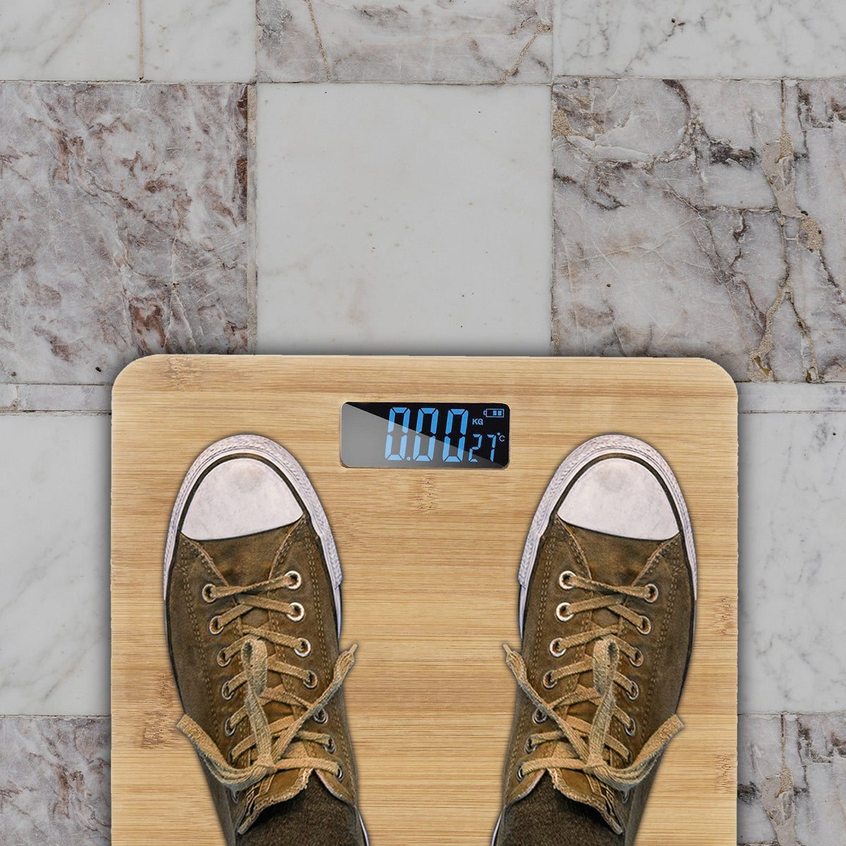 Bamboo Digital Bathroom Scale – 30 x 30 cm, 180 kg, LCD Display - photo 2