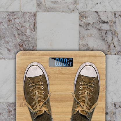 Bamboo Digital Bathroom Scale – 30 x 30 cm, 180 kg, LCD Display - photo 2