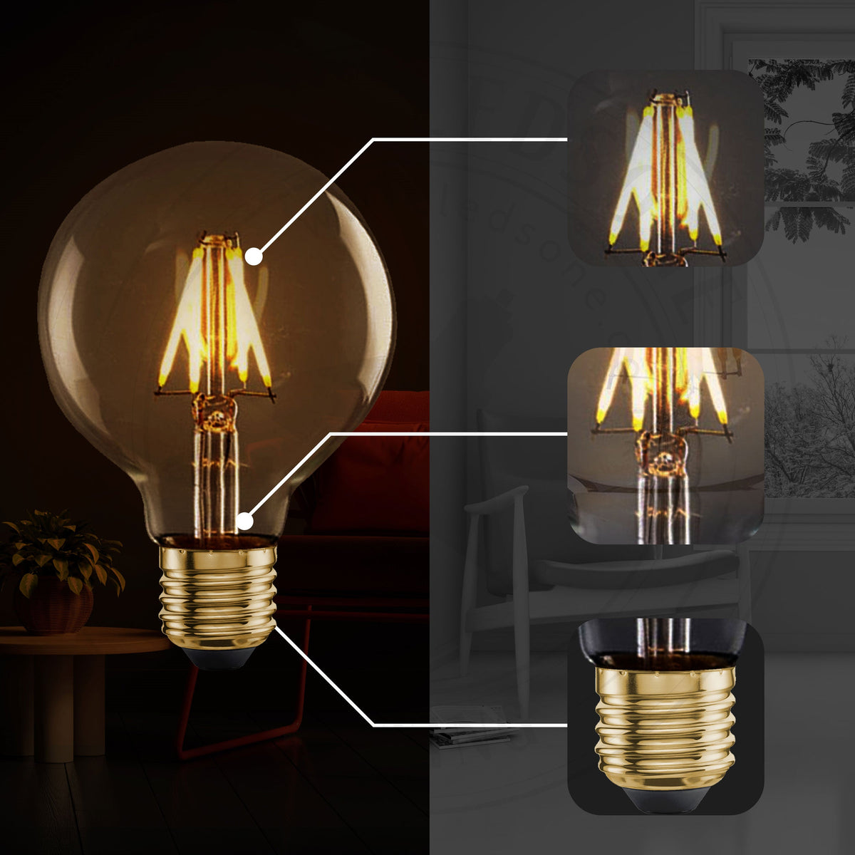 Dimmable G80 LED Filament Globe Bulb Amber – E27 & B22 - photo 9
