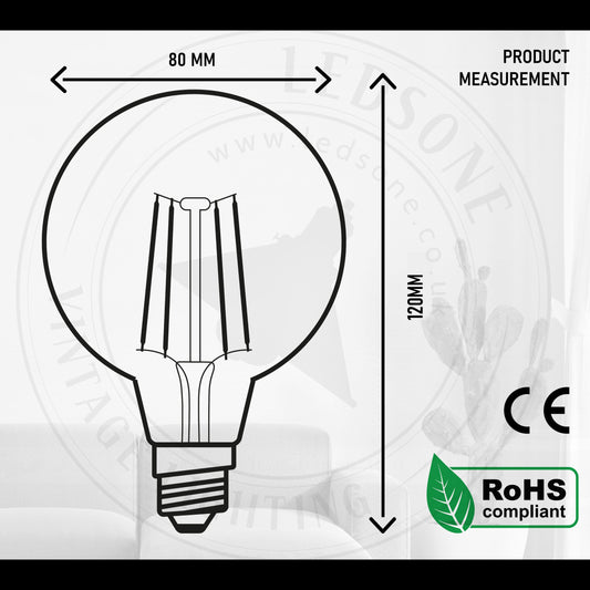 Dimmable G80 LED Filament Globe Bulb Amber – E27 & B22 - photo 2