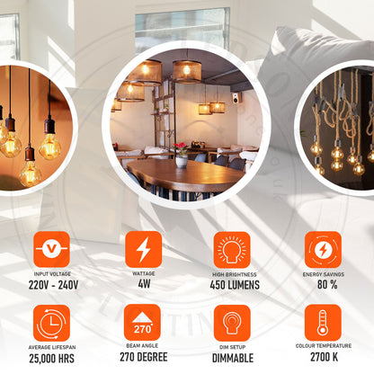 Dimmable G80 LED Filament Globe Bulb Amber – E27 & B22 - photo 5
