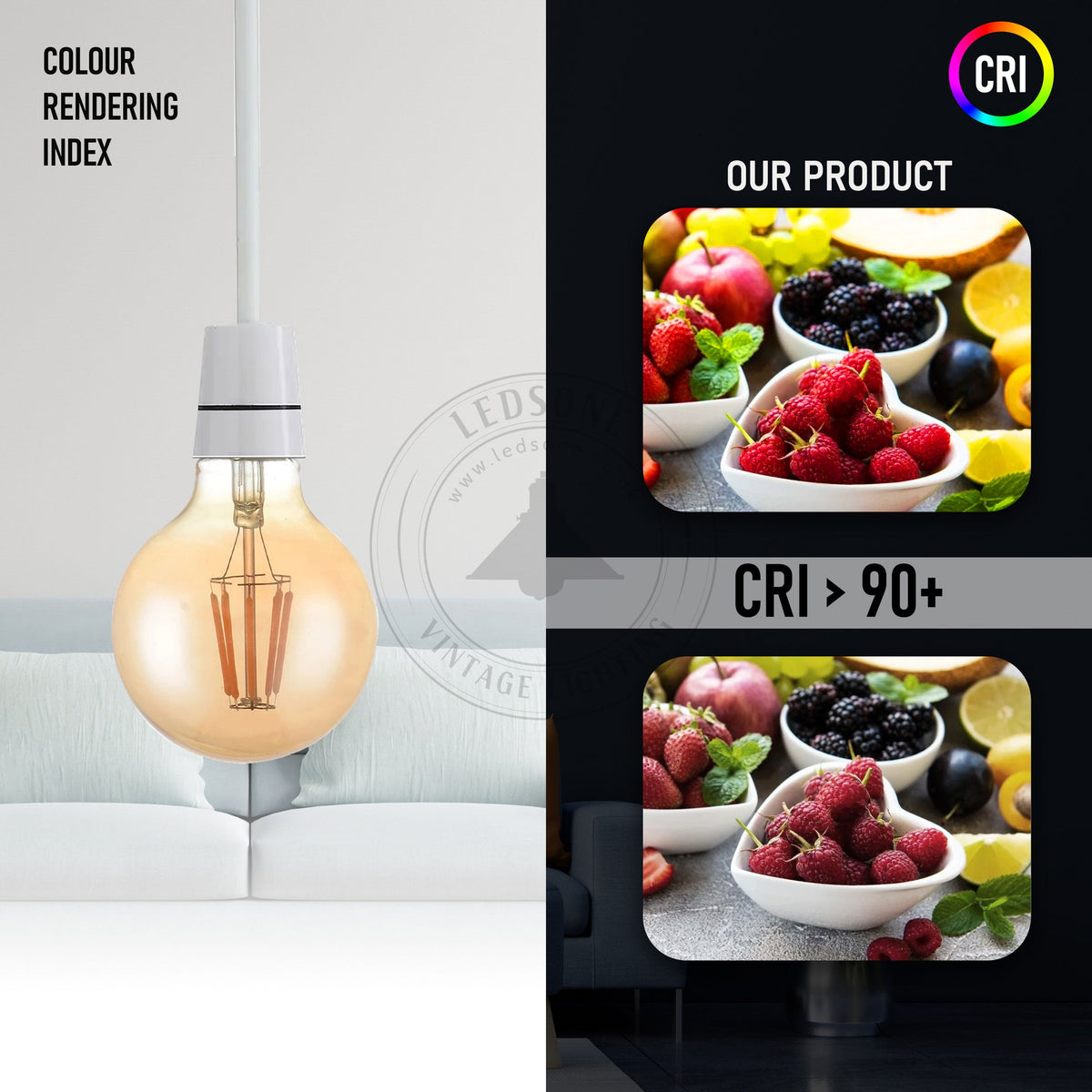 Dimmable G80 LED Filament Globe Bulb Amber – E27 & B22 - photo 6