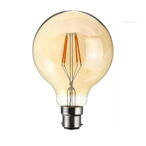 Dimmable G80 LED Filament Globe Bulb Amber – E27 & B22 - B22, Dimmable, Pack of 10