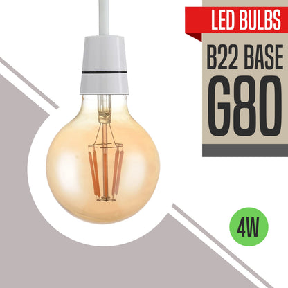 Dimmable G80 LED Filament Globe Bulb Amber – E27 & B22 - B22, Dimmable, Single