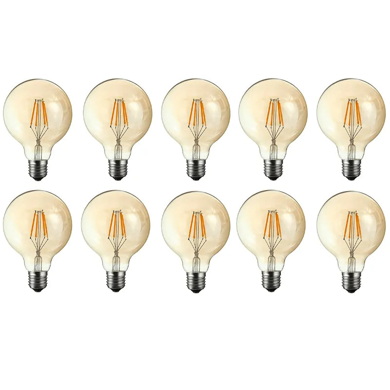 Dimmable G80 LED Filament Globe Bulb Amber – E27 & B22 - E27, Dimmable, Pack of 10