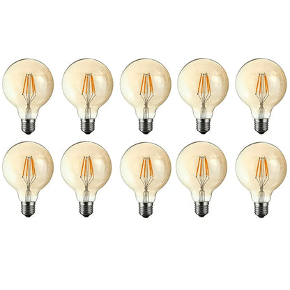 Dimmable G80 LED Filament Globe Bulb Amber – E27 & B22 - E27, Dimmable, Pack of 10