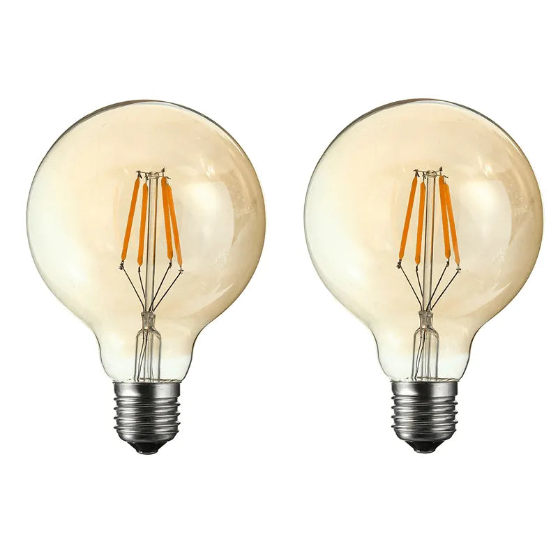 Dimmable G80 LED Filament Globe Bulb Amber – E27 & B22 - E27, Dimmable, Pack of 2