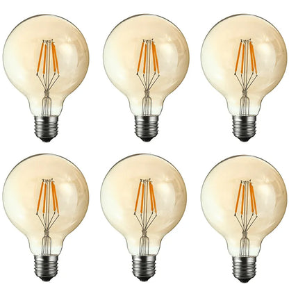 Dimmable G80 LED Filament Globe Bulb Amber – E27 & B22 - E27, Dimmable, Pack of 6