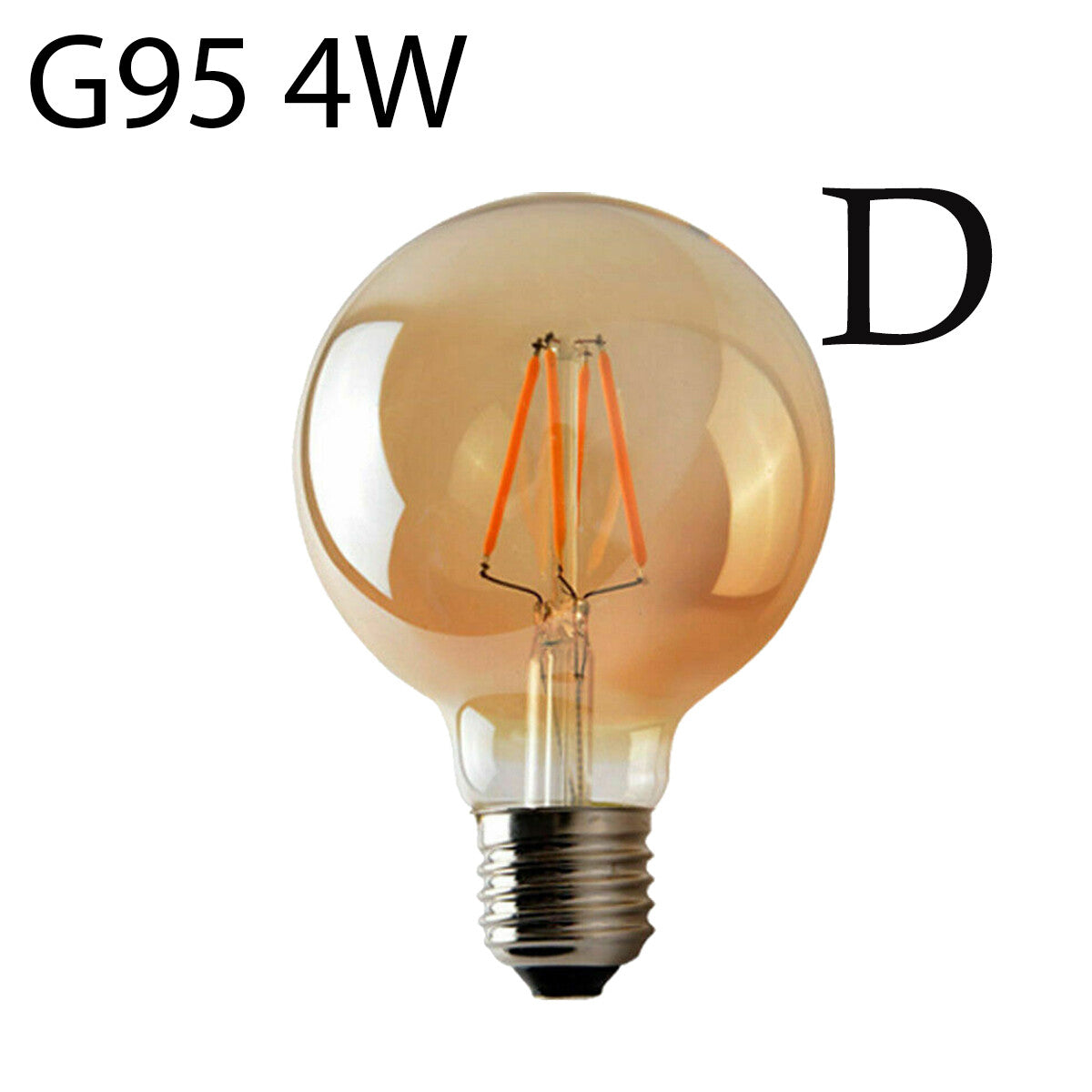 Dimmable G95 LED Filament Globe Bulb Amber – E27 & B22 - E27, 4W, Pack of 6