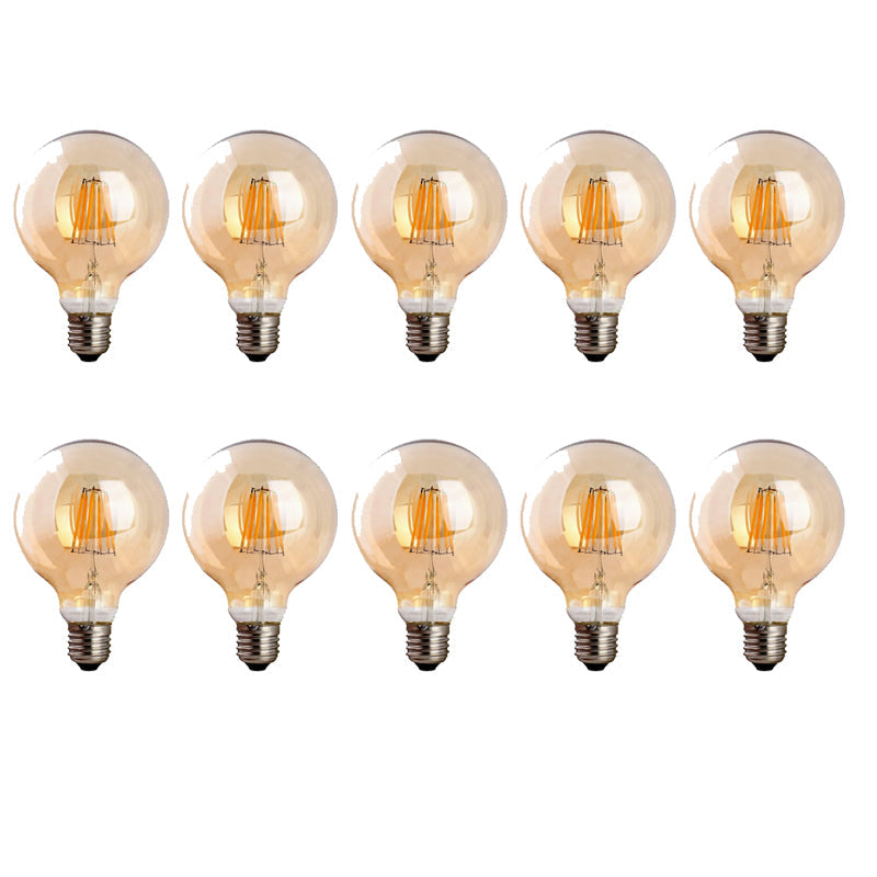 Dimmable G95 LED Filament Globe Bulb Amber – E27 & B22 - E27, 8W, Pack of 10