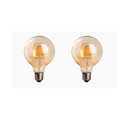 Dimmable G95 LED Filament Globe Bulb Amber – E27 & B22 - E27, 8W, Pack of 2