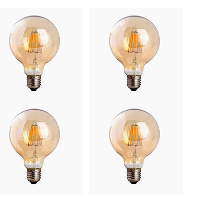 Dimmable G95 LED Filament Globe Bulb Amber – E27 & B22 - E27, 8W, Pack of 4