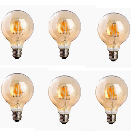 Dimmable G95 LED Filament Globe Bulb Amber – E27 & B22 - E27, 8W, Pack of 6