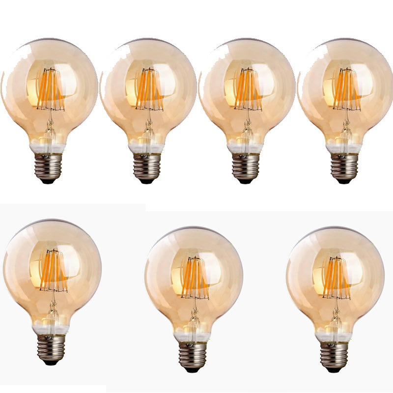 Dimmable G95 LED Filament Globe Bulb Amber – E27 & B22 - E27, 8W, Pack of 7