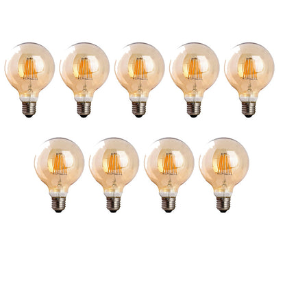 Dimmable G95 LED Filament Globe Bulb Amber – E27 & B22 - E27, 8W, Pack of 9