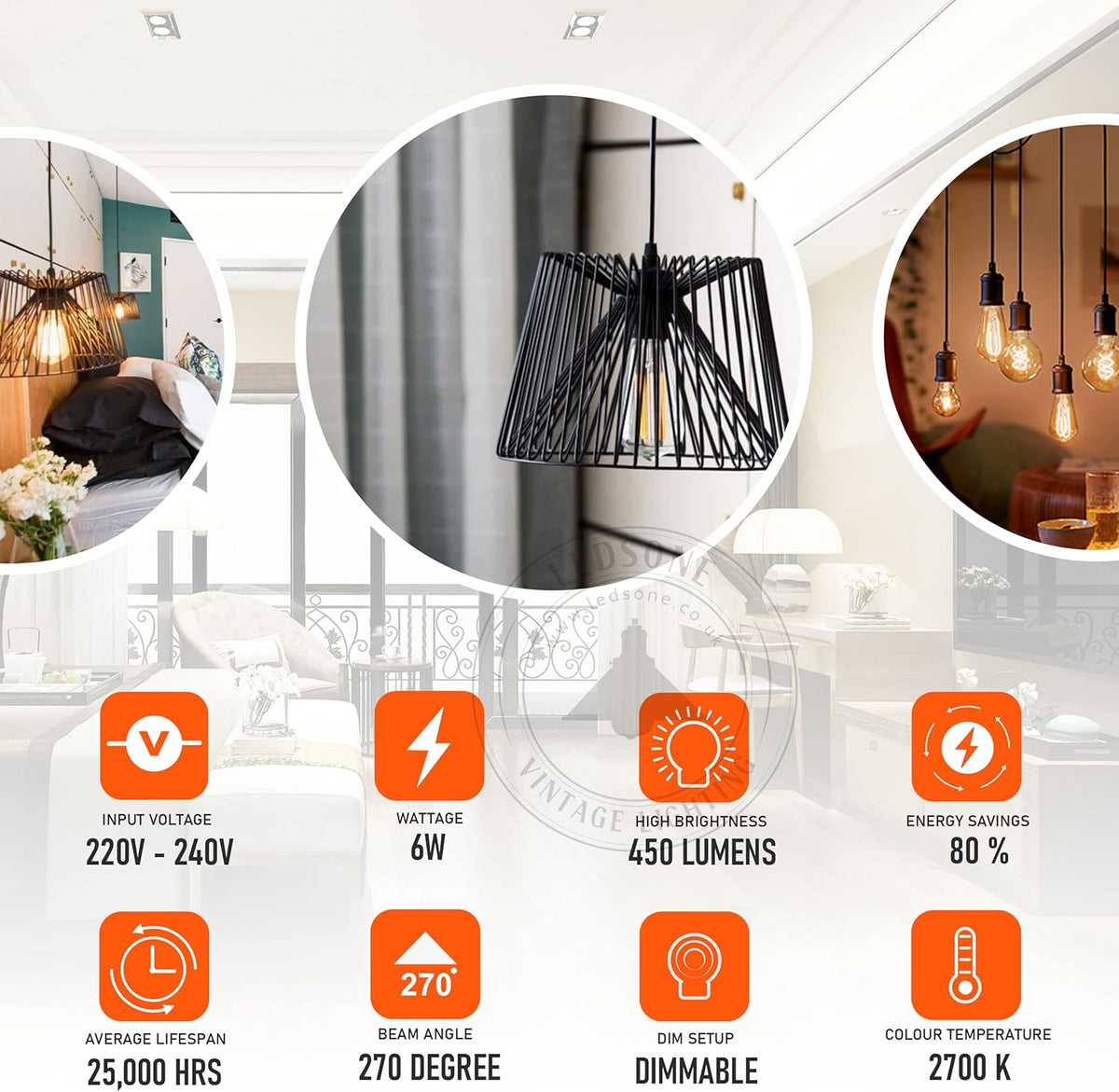 Dimmable ST64 LED Filament Bulb Amber – E27 & B22 - photo 7