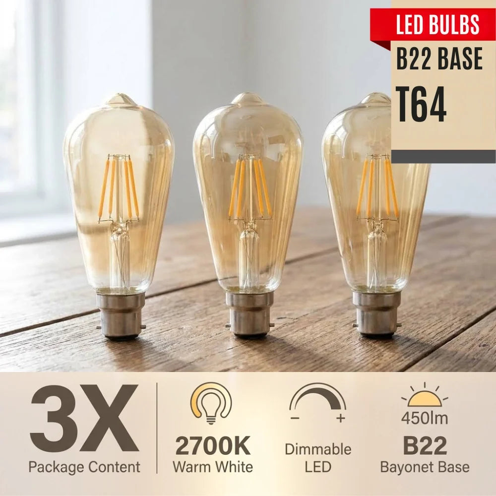 Dimmable ST64 LED Filament Bulb Amber – E27 & B22 - photo 29