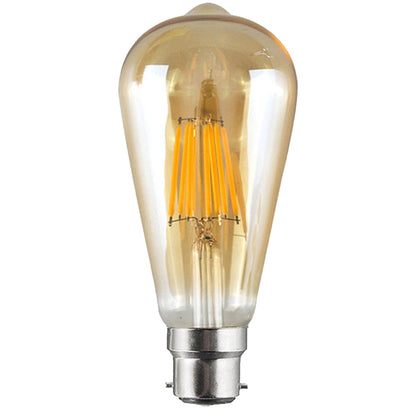 Dimmable ST64 LED Filament Bulb Amber – E27 & B22 - B22, 8W, Pack of 2