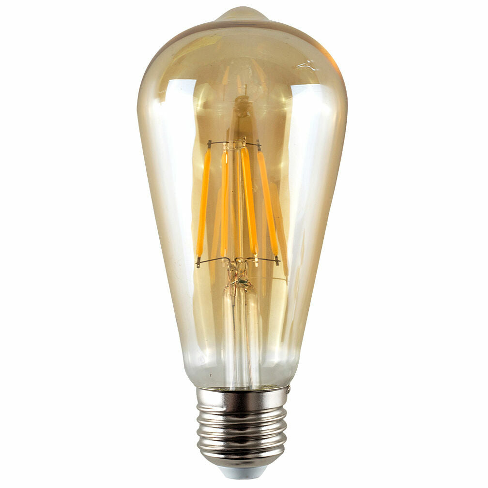 Dimmable ST64 LED Filament Bulb Amber – E27 & B22 - E27, 6W, Single