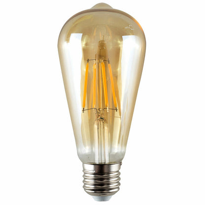 Dimmable ST64 LED Filament Bulb Amber – E27 & B22 - E27, 6W, Single