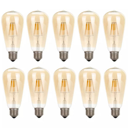 Dimmable ST64 LED Filament Bulb Amber – E27 & B22 - E27, 8W, Pack of 10