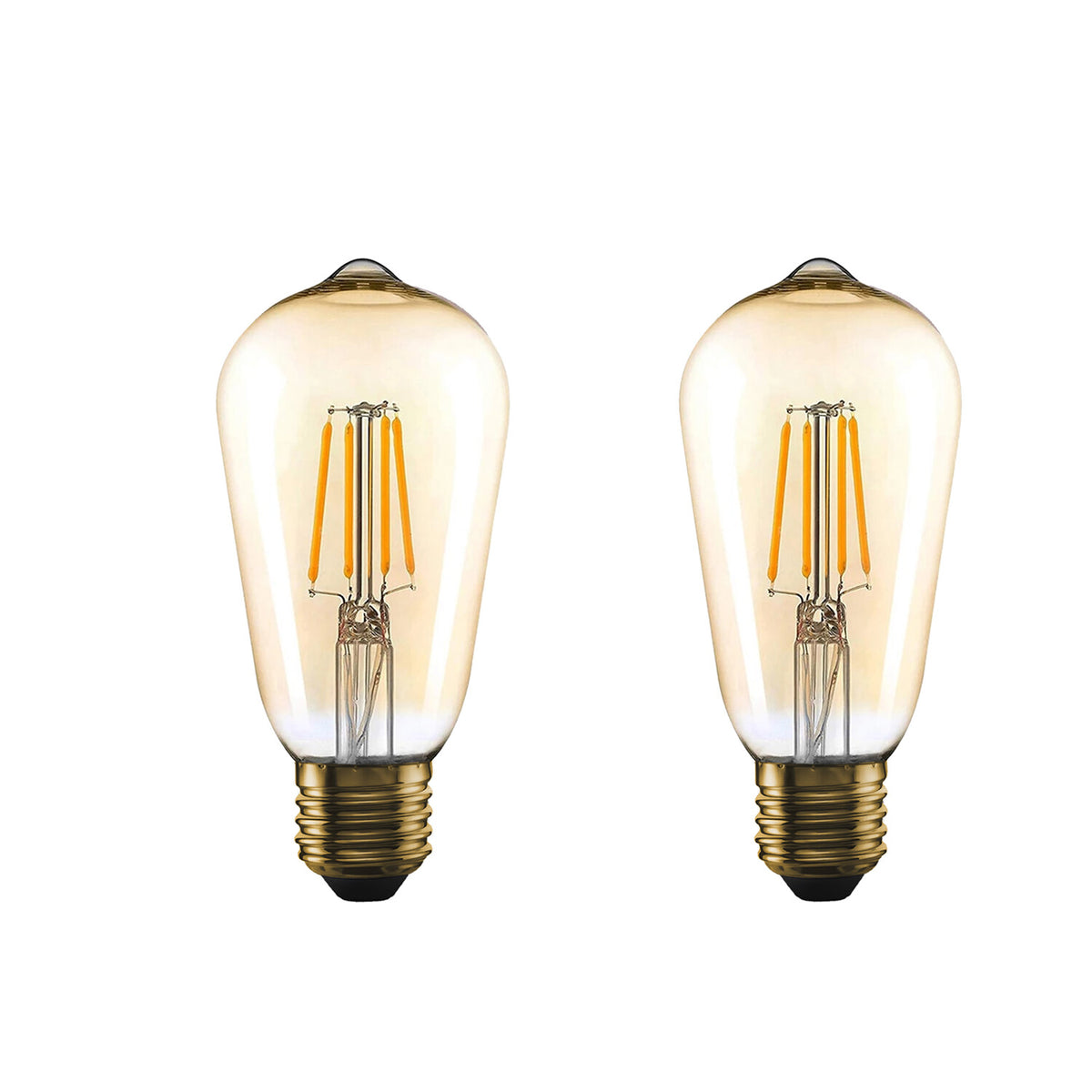 Dimmable ST64 LED Filament Bulb Amber – E27 & B22 - E27, 8W, Pack of 2