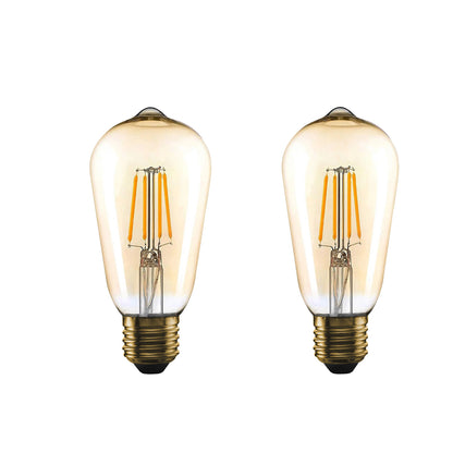 Dimmable ST64 LED Filament Bulb Amber – E27 & B22 - E27, 8W, Pack of 2
